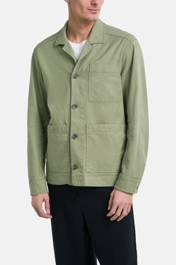 J.LINDEBERG Leinenmix-Overshirt 'Errol' graugrün