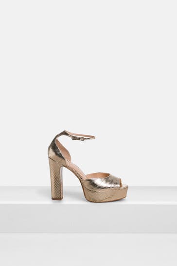 LOLA CRUZ Peeptoes 'Platino Tacon' gold