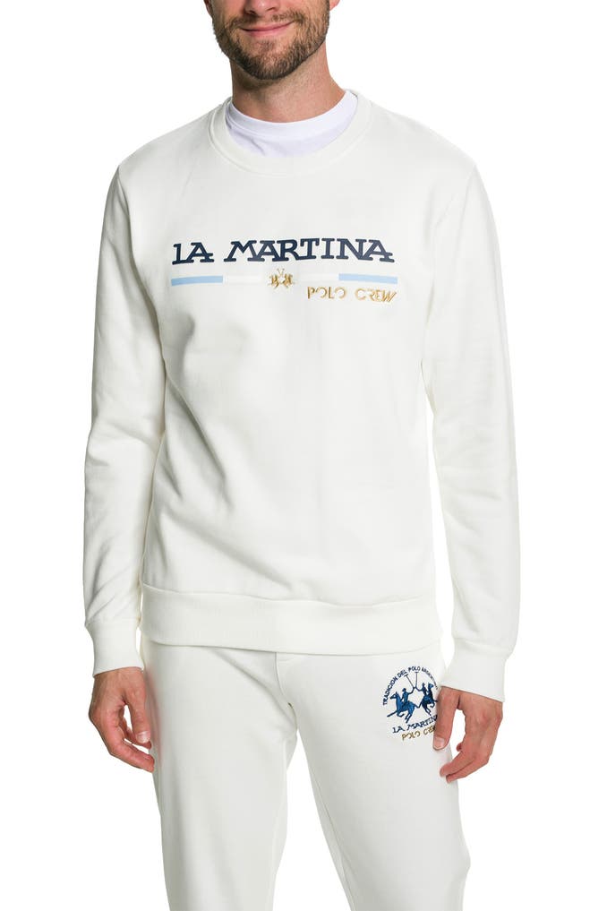La Martina Bianco Cotton Mens Sweatshirt
