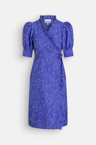 GANNI Wickelkleid blau
