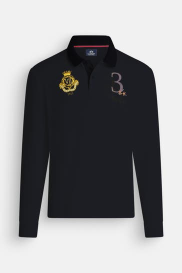 LA MARTINA Longsleeve-Polo schwarz