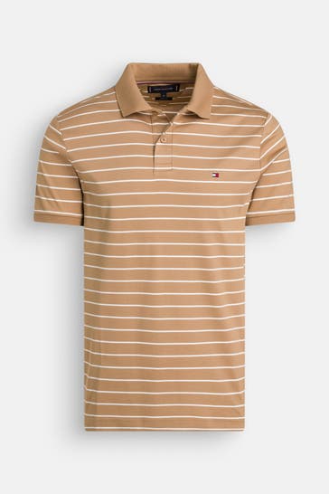 TOMMY HILFIGER Polo-Shirt hellbraun gestreift