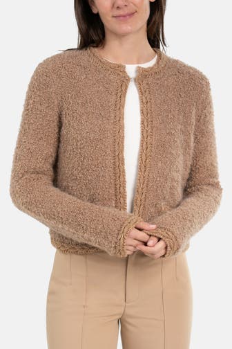 OUI Wollmix-Strickjacke hellbraun