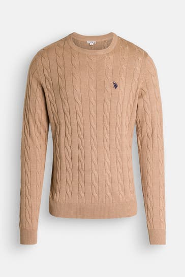 U.S. POLO ASSN. Strickpullover hellbraun