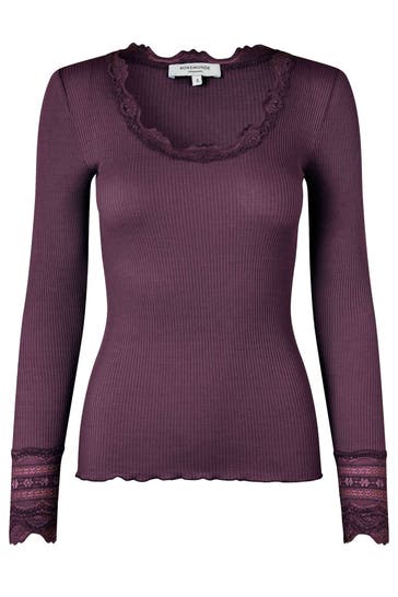 ROSEMUNDE Seidenmix-Longsleeve aubergine