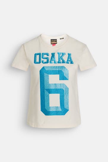 SUPERDRY T-Shirt 'Osaka 6 Embellish' ecru