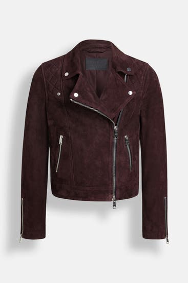 ALLSAINTS - Lederjacke bordeaux