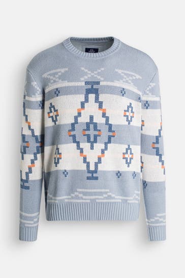 LA MARTINA Strickpullover taubenblau gemustert