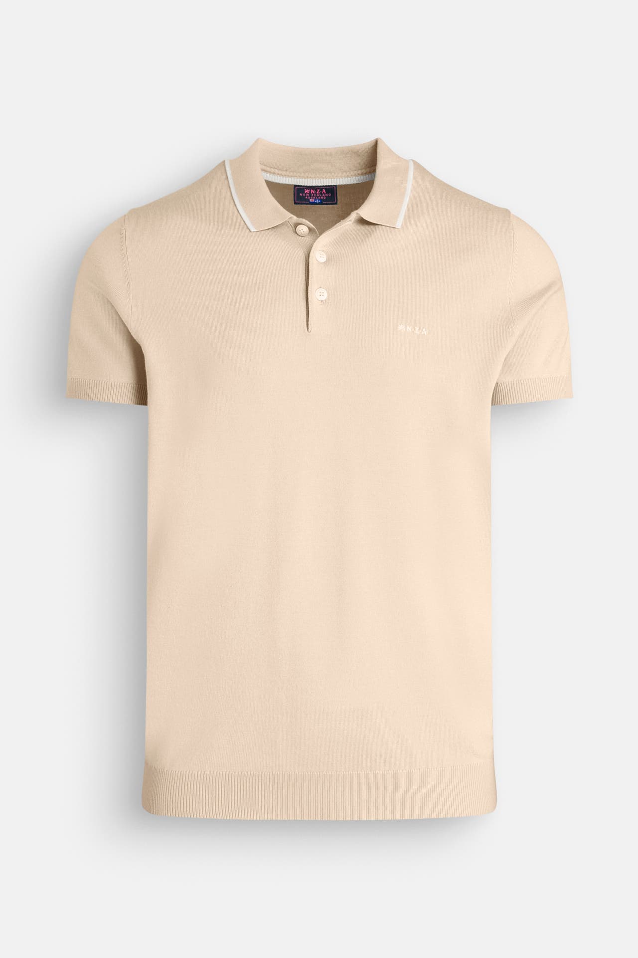 NEW ZEALAND AUCKLAND Strick-Poloshirt hellbraun, Bild 1