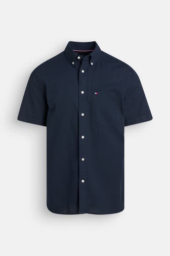 TOMMY HILFIGER Kurzarmhemd 'Seersucker' nachtblau