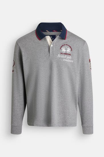 LA MARTINA Longsleeve-Polo grau