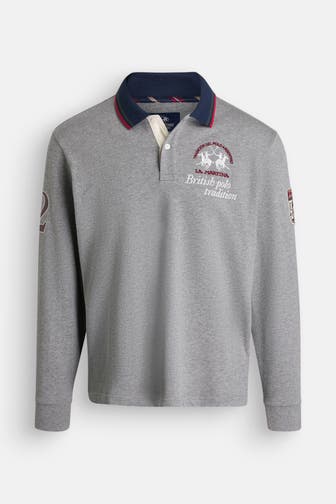 LA MARTINA Longsleeve-Polo grau