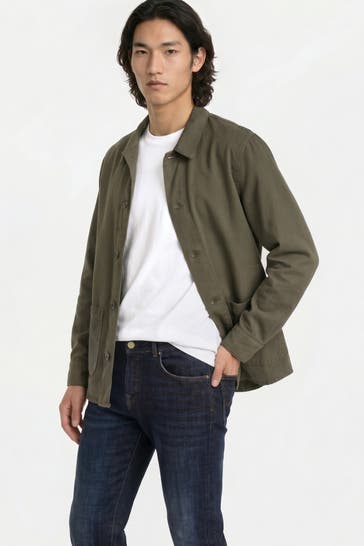 GOLDGARN DENIM Leinenmix-Overshirt oliv