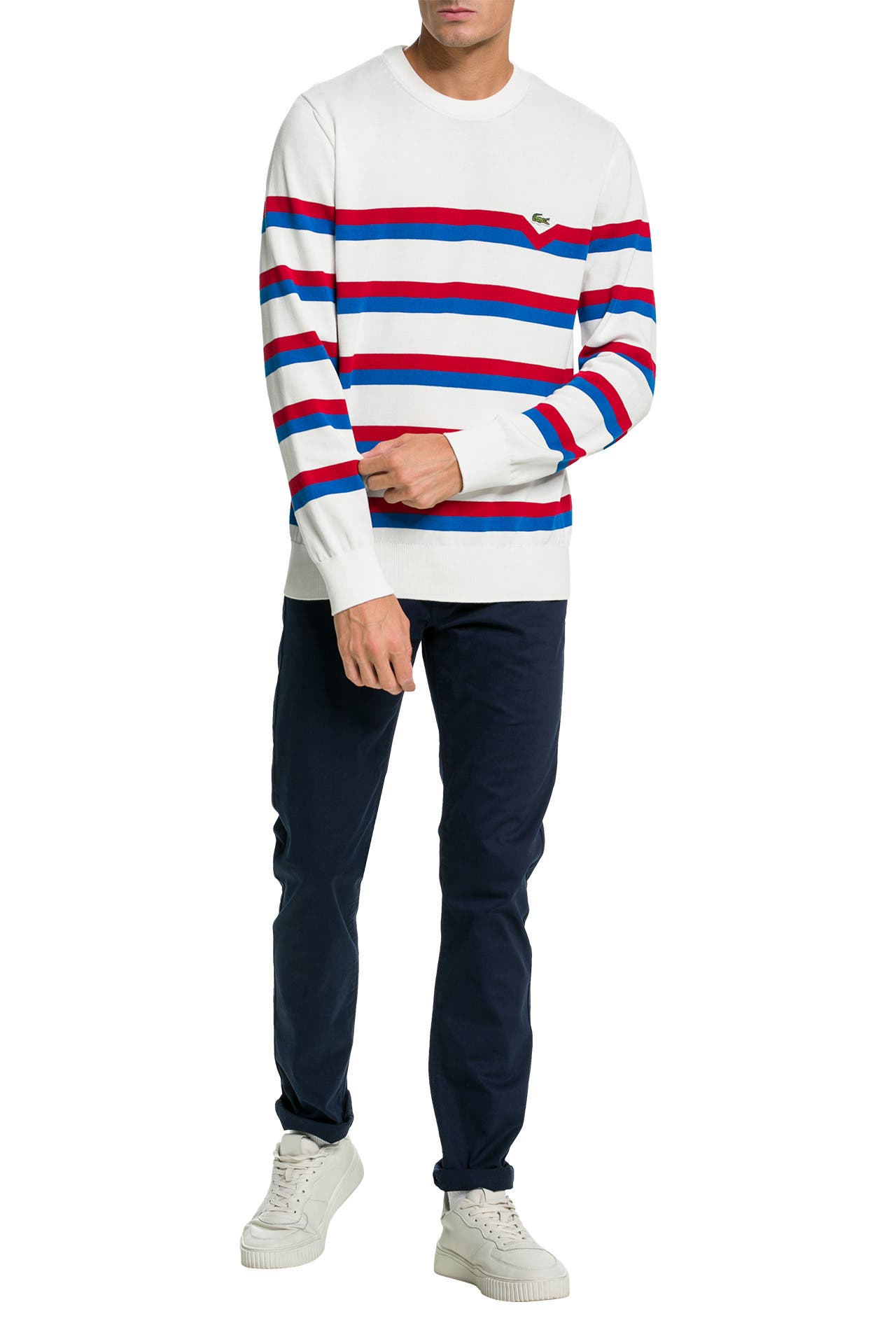 LACOSTE Strickpullover weiß gestreift, Bild 1