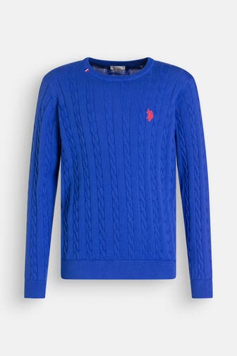 U.S. POLO ASSN. Strickpullover 'Milk' blau