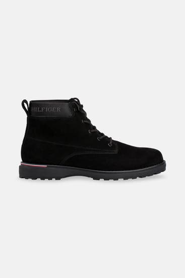 TOMMY HILFIGER - Leder-Schnürstiefel 'Essex' schwarz