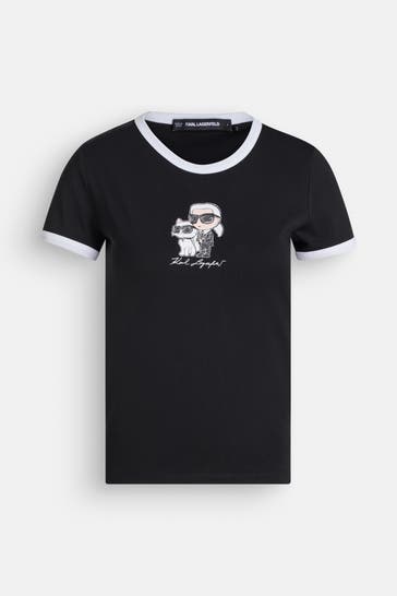 KARL LAGERFELD T-Shirt 'Ikon Couple' schwarz
