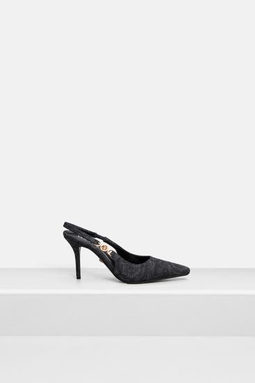 VERSACE - Sling-Pumps schwarz floral