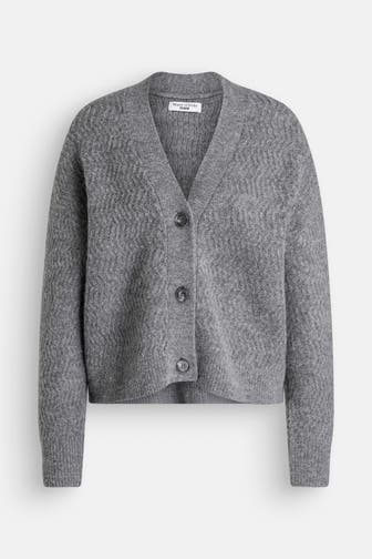 MARC O'POLO DENIM Wollmix-Strickjacke grau