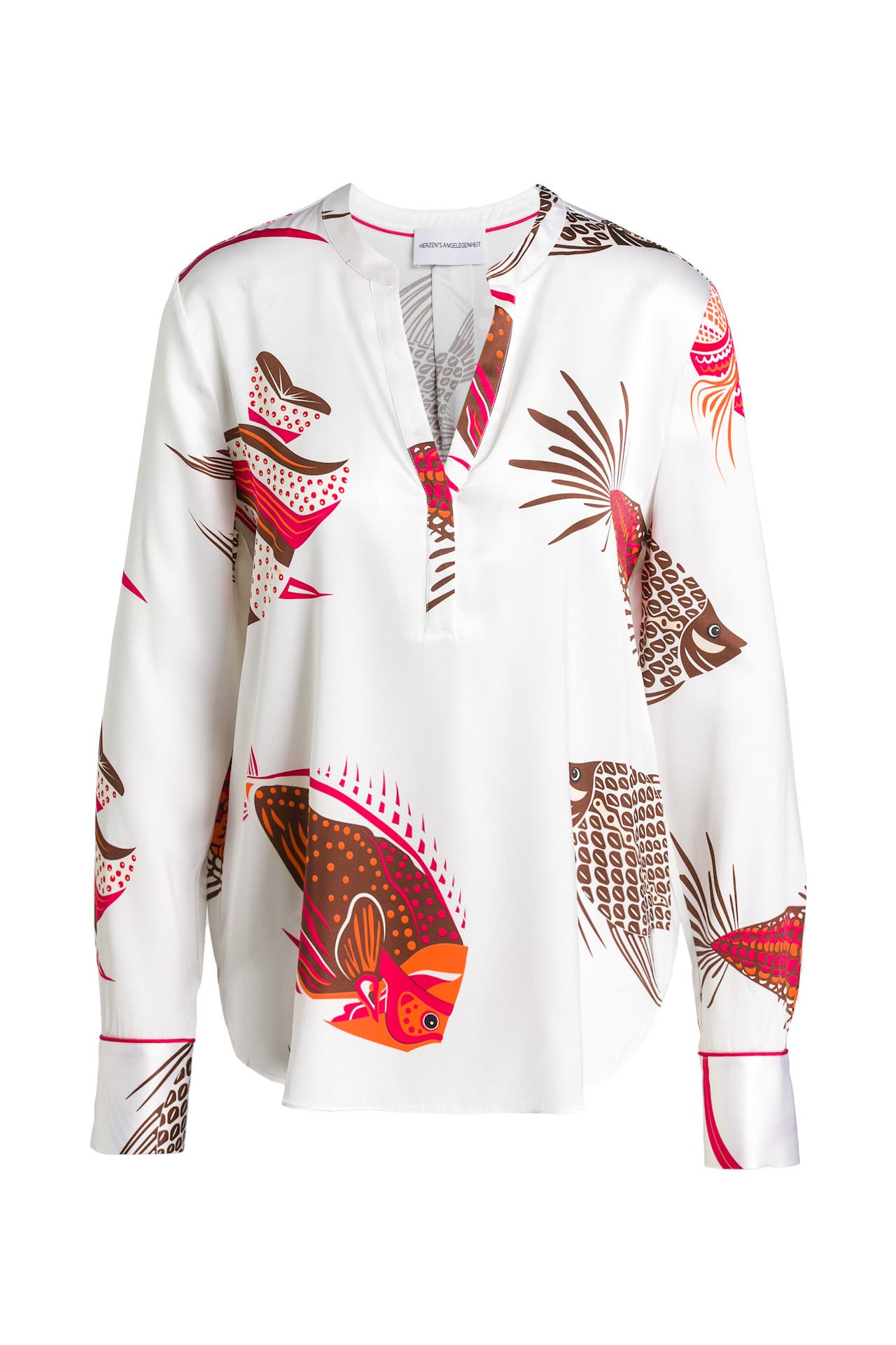 HERZENSANGELEGENHEIT Seidenmixbluse weiß gemustert » günstig  