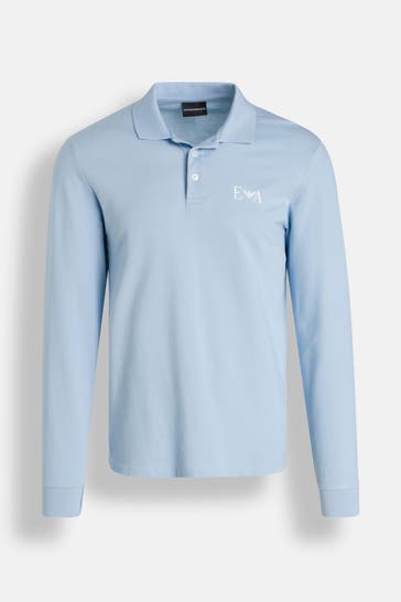 EMPORIO ARMANI Langarm-Polo hellblau