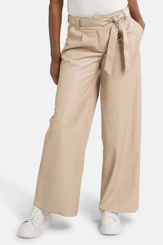 COMMA, Kunstlederhose beige