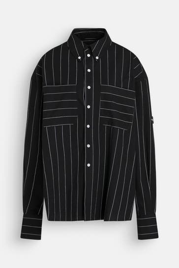 BLACK PALMS Bluse 'Brino' schwarz gemustert