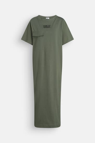 REPLAY T-Shirt-Kleid tannengrün