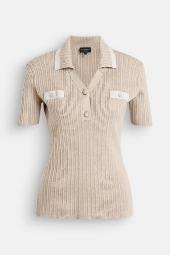 EMPORIO ARMANI Polo-Strickshirt beige