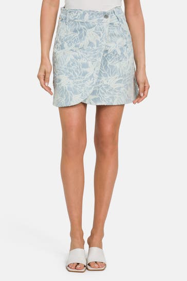 BOSS ORANGE Jeansrock taubenblau gemustert