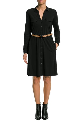 COMMA, Blusenkleid schwarz