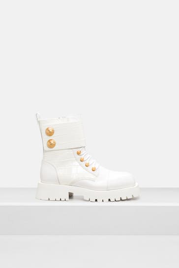 BALMAIN Lederstiefeletten weiß