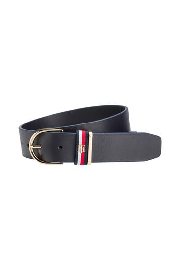 TOMMY HILFIGER - Ledergürtel 'Timeless' dunkelblau