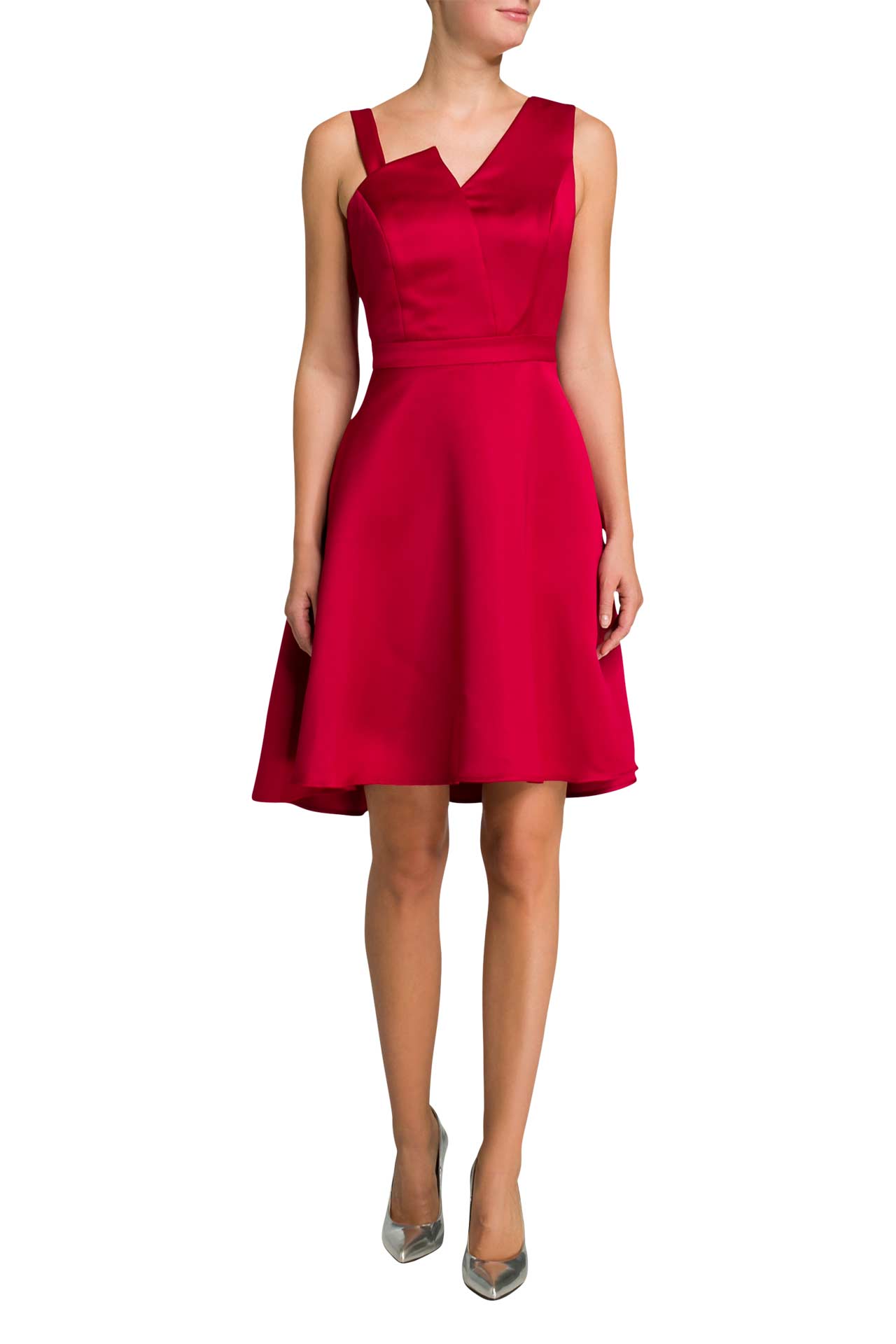 satin kleid rot kurz