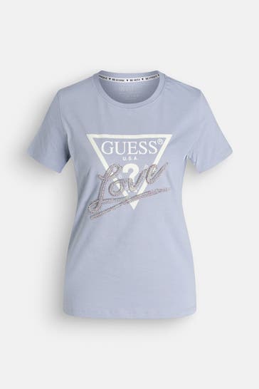 GUESS T-Shirt taubenblau