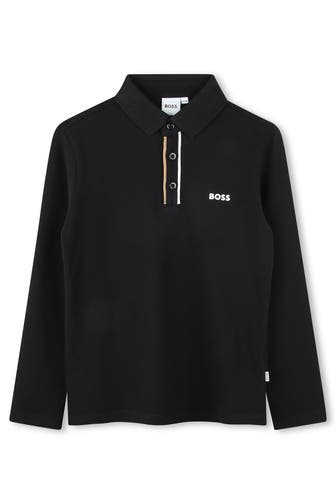 BOSS Langarm-Polo schwarz
