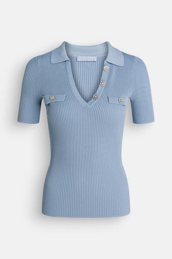 GUESS Strick-Polo 'Paula' hellblau