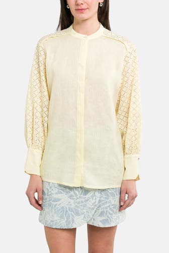 BOSS Leinenbluse 'Beliah' hellgelb