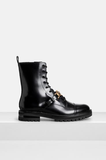 VERSACE - Leder-Schnürstiefel schwarz