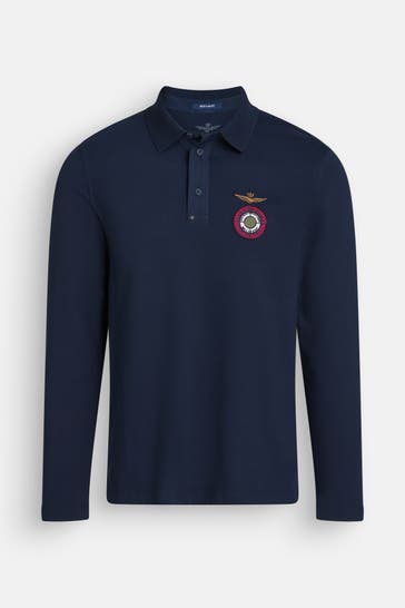 AERONAUTICA MILITARE Langarm-Polo dunkelblau