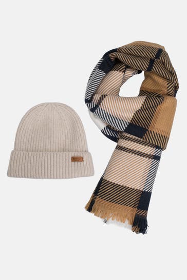 BARBOUR Set: Strickmütze und Schal mehrfarbig