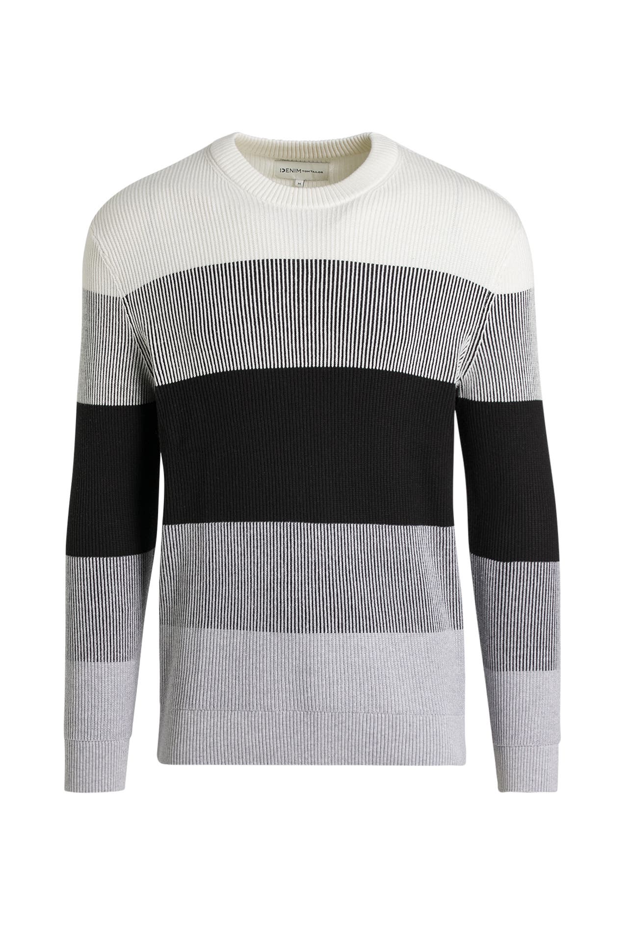 TOM TAILOR Gestreifter Pullover Damen Rundhalsausschnitt Knopf-Details Viskose Polyamid