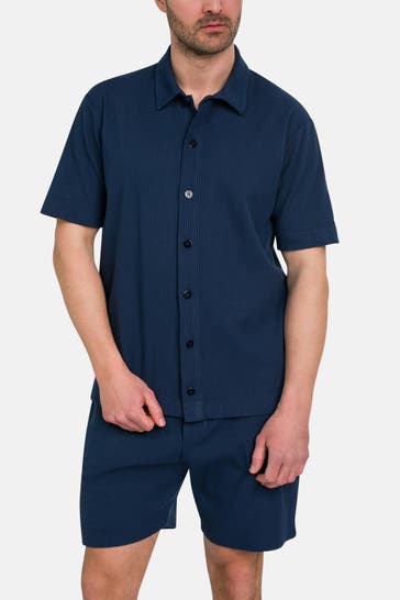DANIELE FIESOLI Kurzarmhemd dunkelblau