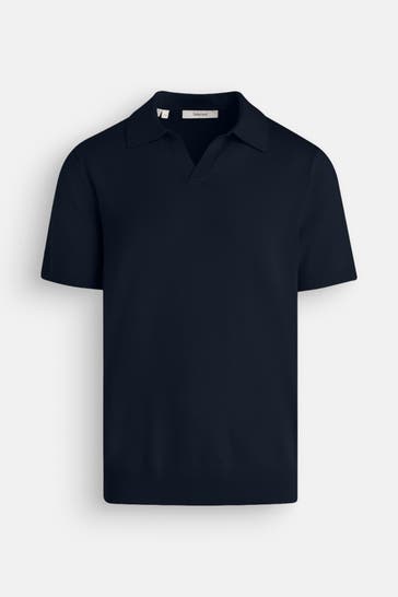 SELECTED Strick-Polo nachtblau