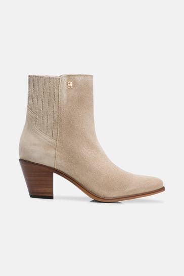 TOMMY HILFIGER Lederstiefeletten 'Caroline' beige