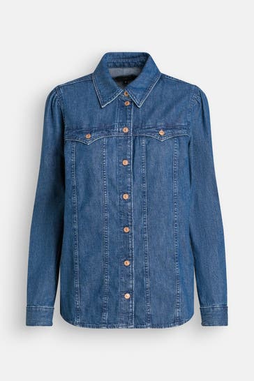 7 FOR ALL MANKIND Jeansbluse 'Dolly' blau