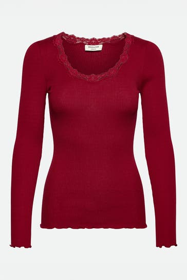 ROSEMUNDE Seidenmix-Longsleeve weinrot