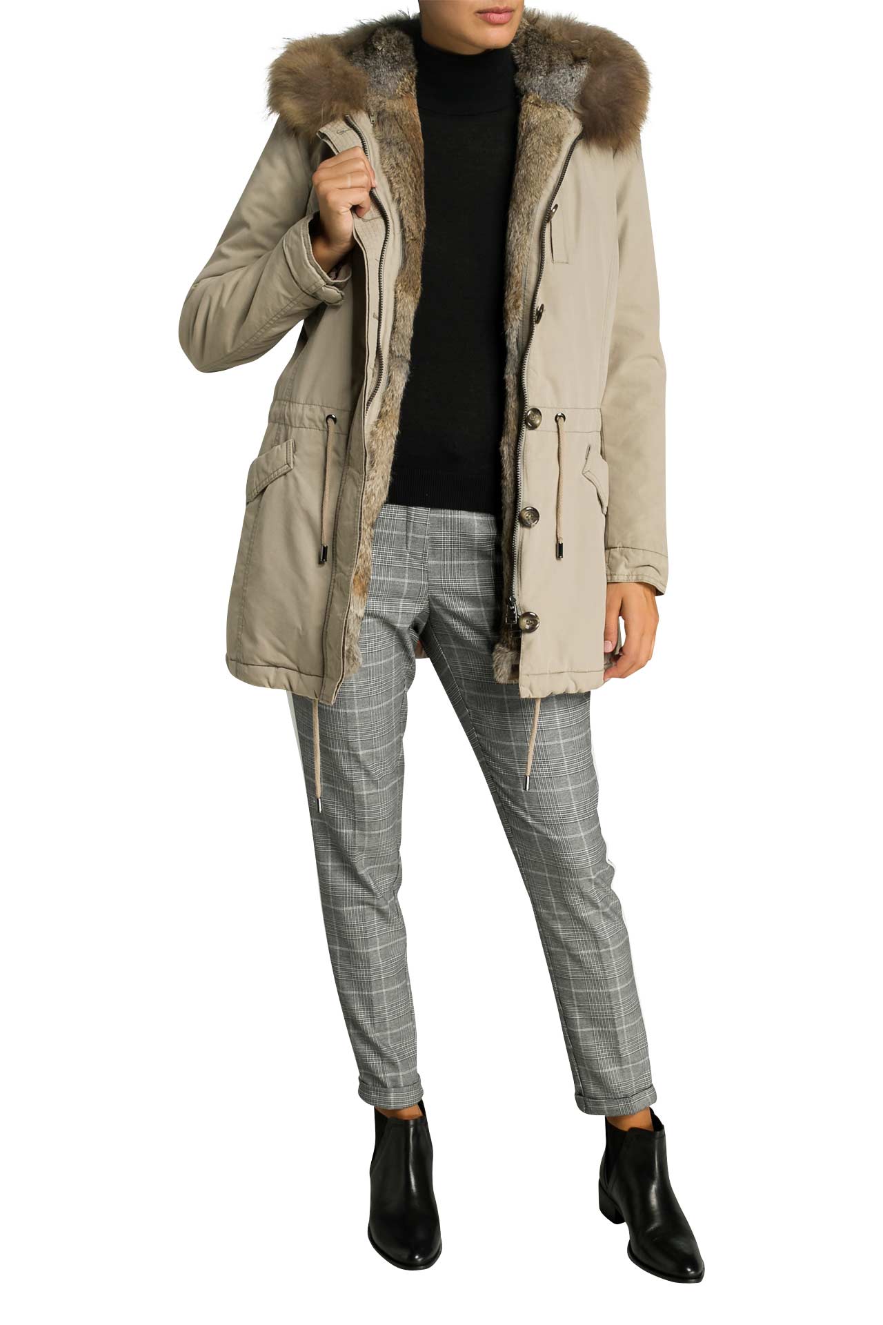 Parka echtfell beige clearance