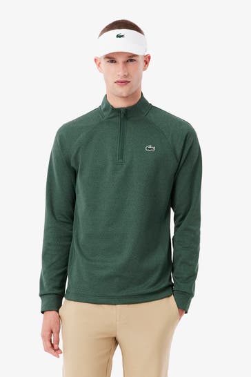 LACOSTE Fleece-Troyer dunkelgrün meliert