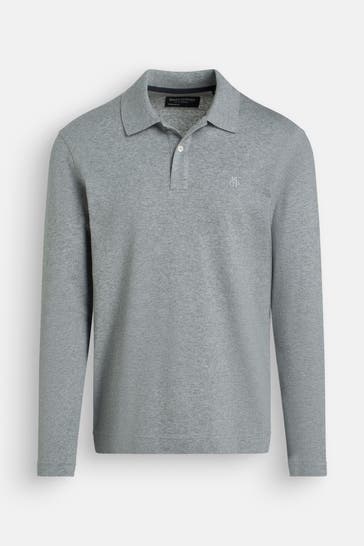 MARC O'POLO Langarm-Polo grau